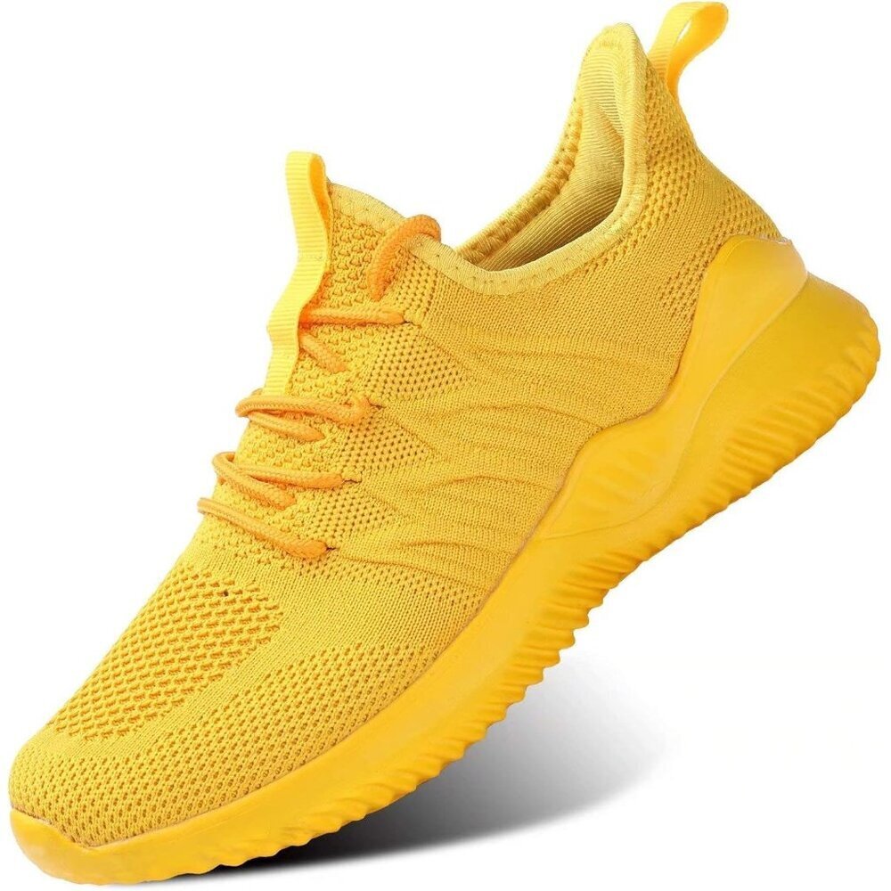 Women's Yellow Slip On Lightweight Casual Pull-on Mesh Tennis Sneakers